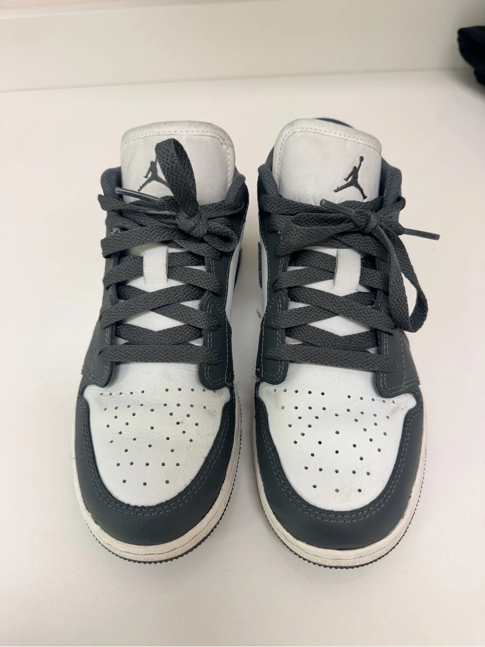 Jordan Kids Low Top Sneakers in White and Dark Gray